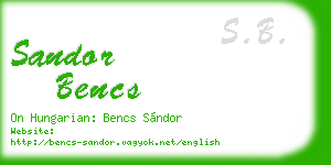 sandor bencs business card